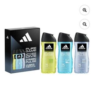 Adidas 8.4 oz Pure Game Ice Dive Dynamic Pulse 3-In-1 Shower Gels Gift Set NEW